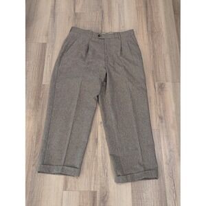 Lanificio Campore Made in Italy Wool Cashmere Pleated Dress Pants Mens 36 Brown
